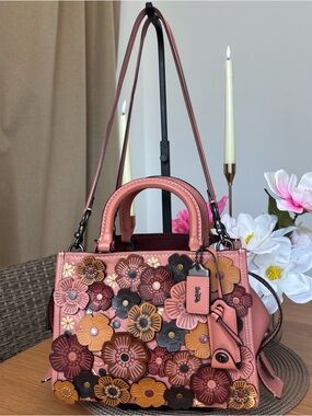 COACH Rogue 25 tea rose applique 58840 Rare Color